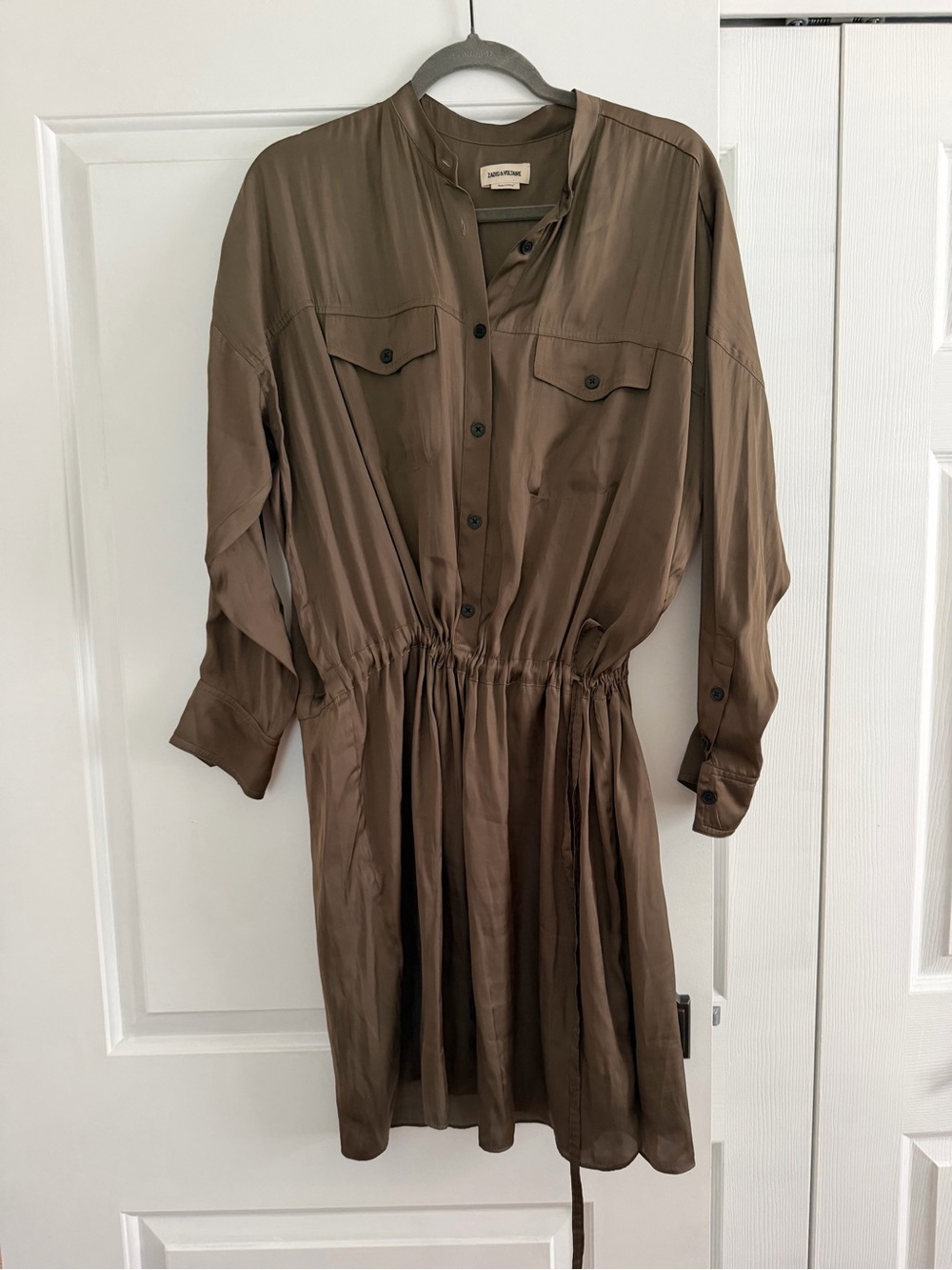 Zadig & Voltaire Brown Long-Sleeve Button-Front Shirt Dress